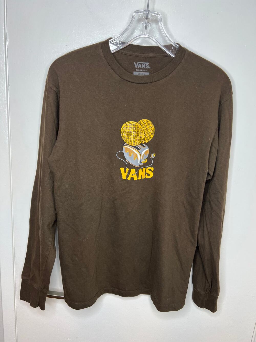Vans Men's Long Sleeve Crew Neck Waffle Classic Fit T-Shirt Brown ~ Size M